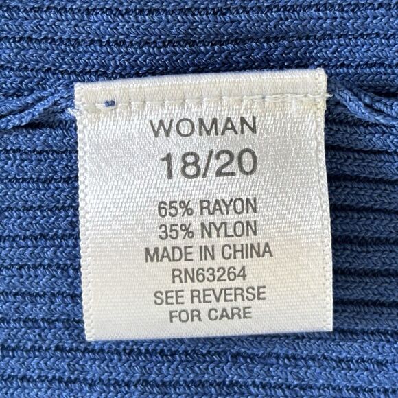 Dressbarn Women's 18/20 Blue Sleeveless Mock Turtleneck, Vertical Ribbing, NEW! - Picture 9 of 11